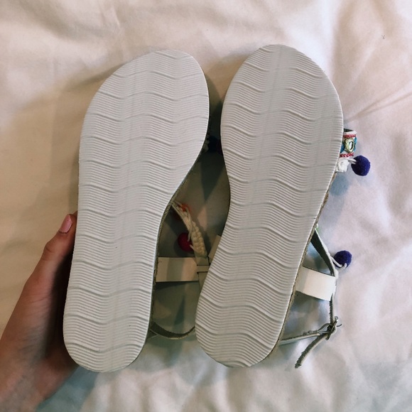 NEW Colorful Pom Pom Espadrille Sandal - Picture 4 of 7